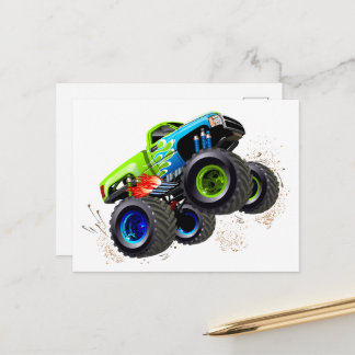 Cartoon monster truck postcard