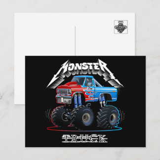 Cartoon monster truck postcard