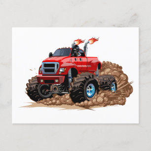 Cartoon monster truck postcard