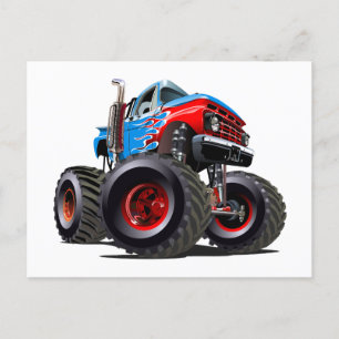 Cartoon monster truck postcard