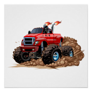Cartoon monster truck poster