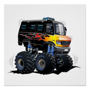 Cartoon monster truck poster