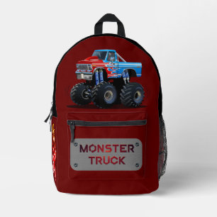 Cartoon monster truck printed backpack
