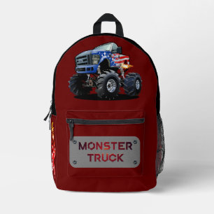 Cartoon monster truck printed backpack