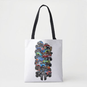 Cartoon monster truck tote bag
