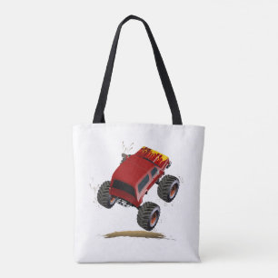 Cartoon monster truck tote bag