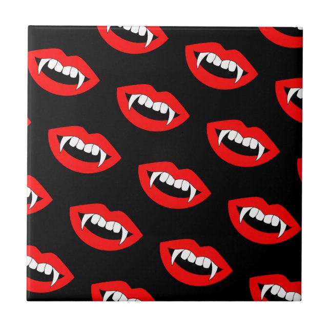 Cartoon Monster Vampire Lips sharp Teeth Fangs Ceramic Tile (Front)