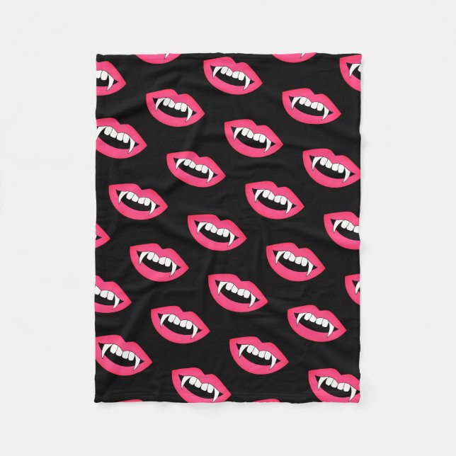 Cartoon Monster Vampire Lips sharp Teeth Fangs Fleece Blanket (Front)