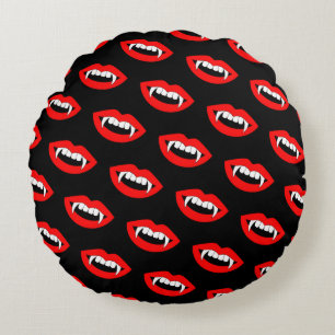 Cartoon Monster Vampire Lips sharp Teeth Fangs Round Cushion