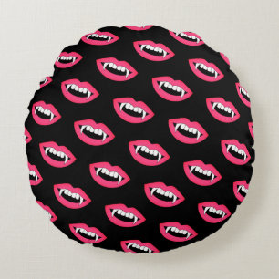 Cartoon Monster Vampire Lips sharp Teeth Fangs Round Cushion
