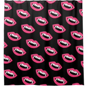 Cartoon Monster Vampire Lips sharp Teeth Fangs Shower Curtain