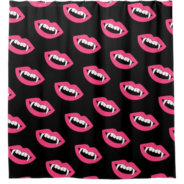 Cartoon Monster Vampire Lips sharp Teeth Fangs Shower Curtain (Front)