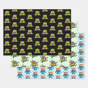 Cartoon Monster Wrapping Paper Sheet