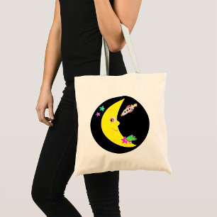 Cartoon Moon Rocket Tote Bag