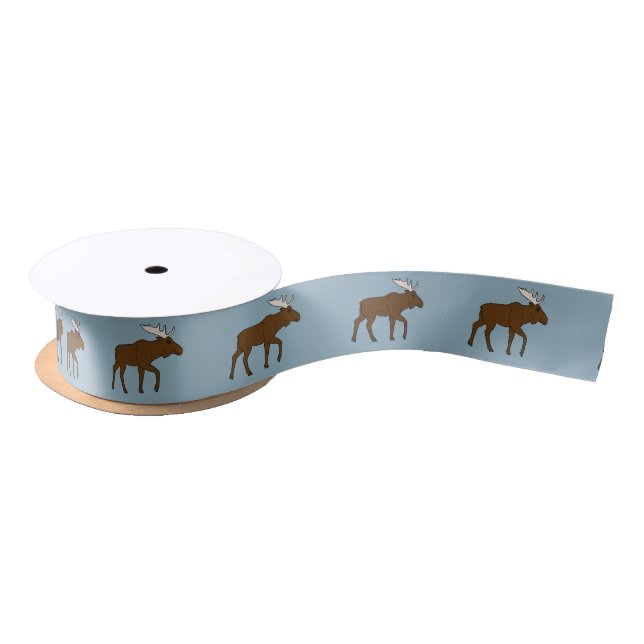 Cartoon Moose 1.5" Satin Ribbon (Spool)