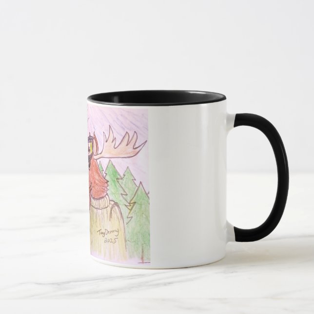 cartoon Moose on a mug .Newfie Moose mug . (Right)
