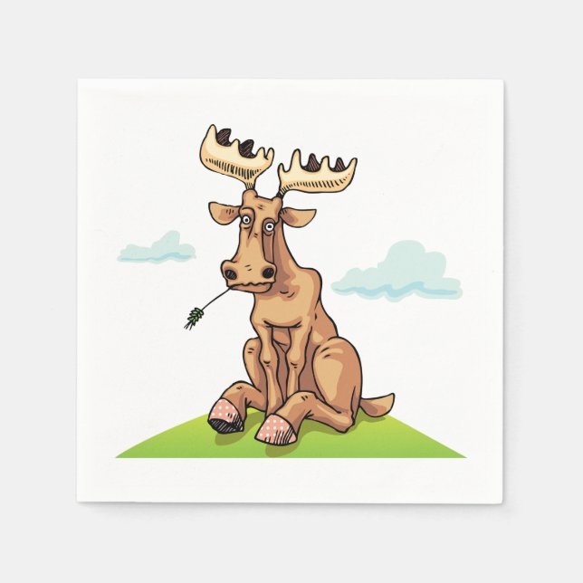Cartoon Moose Paper Napkins (Front)