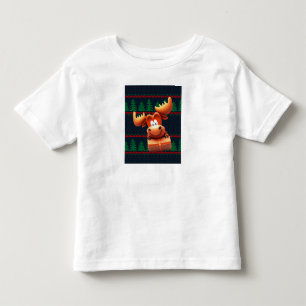 Cartoon Moose with Christmas Gift Kids Tshirt