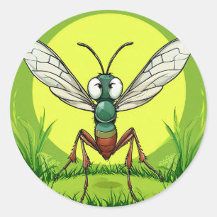 Cartoon Mosquito Classic Round Sticker