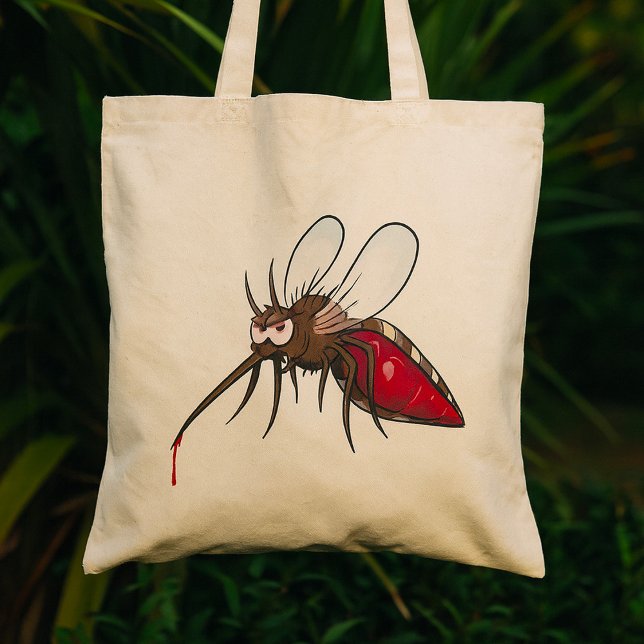 Cartoon Mosquito Drinking Blood Funny Insect Tote Bag (Creator Uploaded)