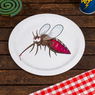 Cartoon Mosquito Paper Plate