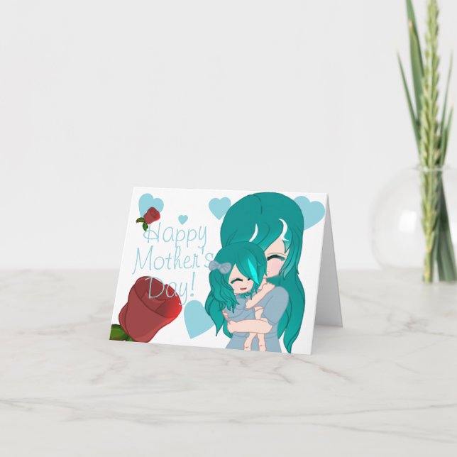 Cartoon Mother & Daughter Card (Front)