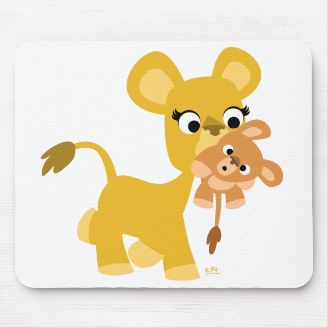 Cartoon Mother Lion and Cub mousepad (Front)