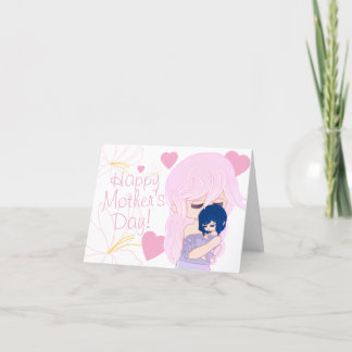 Cartoon Mother With Her Baby Girl Card