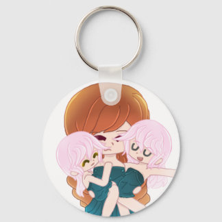 Cartoon Mother With Her Twins Keychain