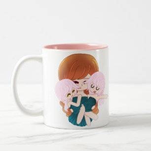 Cartoon Mother With Her Twins Mug
