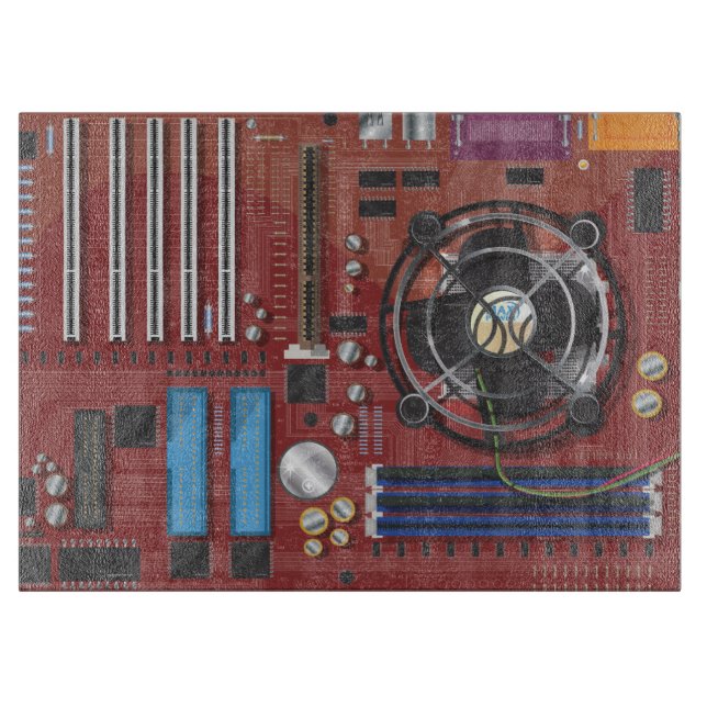 Cartoon Motherboard Cutting Board (Front)