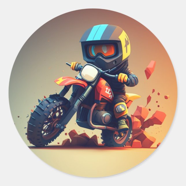 Cartoon Motocross Dirt Bike Sticker (Front)