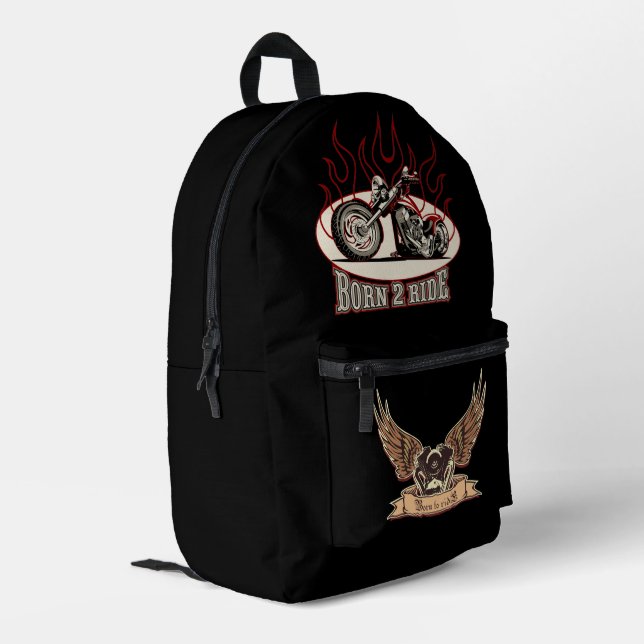 Cartoon motorbike printed backpack (Back Corner Left)