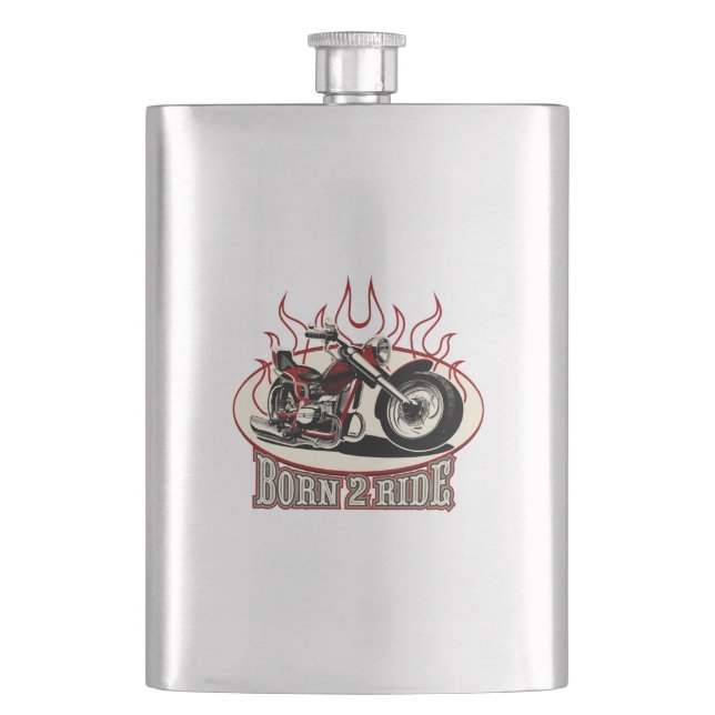 Cartoon motorcycle hip flask (Front)