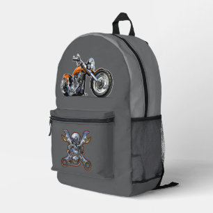 Cartoon motorcycle printed backpack