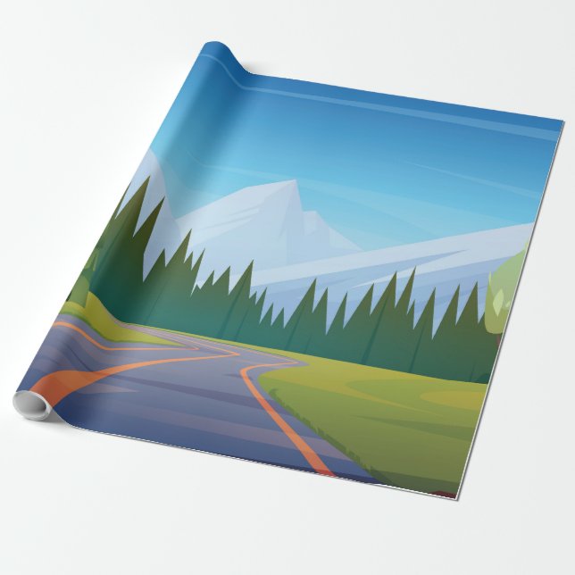  Cartoon Mountain Wrapping Paper (Unrolled)
