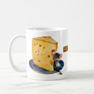 Cartoon Mouse and slice of Cheese on a  Coffee Mug