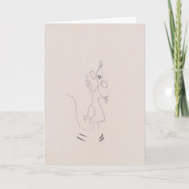 Cartoon mouse dancing up a storm, thank you card (Front)