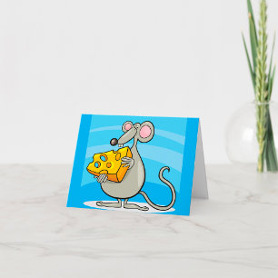 Cartoon Mouse Eating Cheese Card
