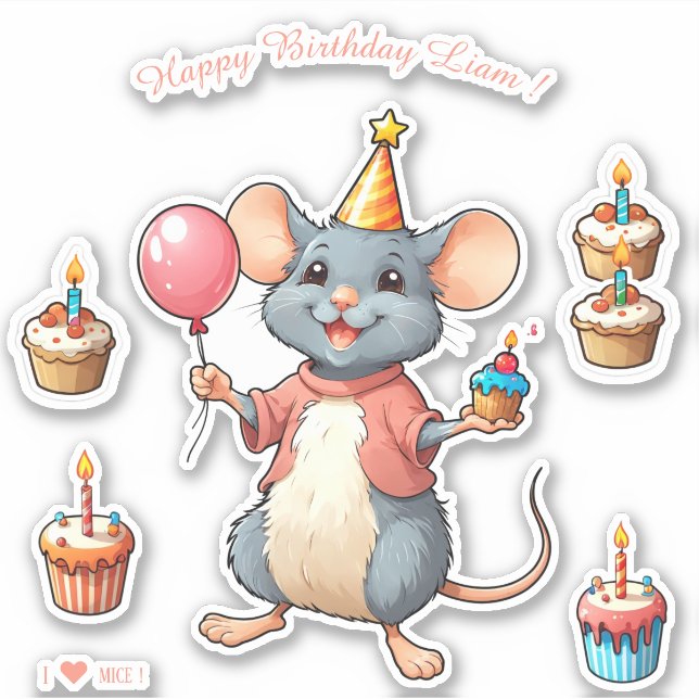 Cartoon Mouse - Happy Birthday Personalised (Front)