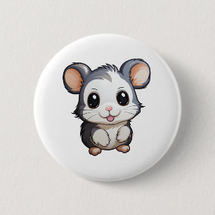 Cartoon mouse illustration 6 cm round badge