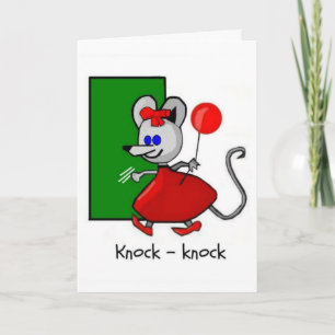 Cartoon Mouse Knock-Knock Joke Birthday Card