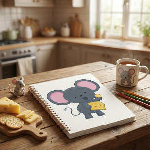 Cartoon Mouse with Cheese Adorable Animal Planner