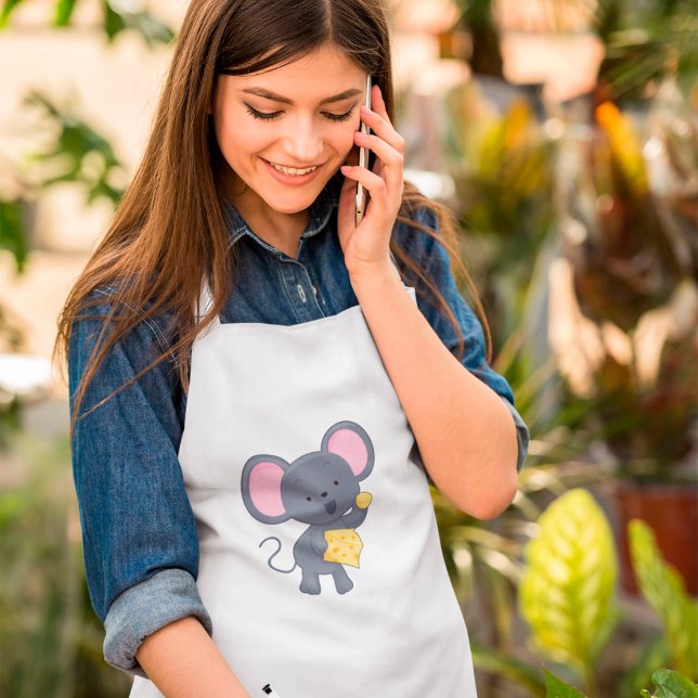 Cartoon Mouse with Cheese Adorable Animal Standard Apron (Creator Uploaded)