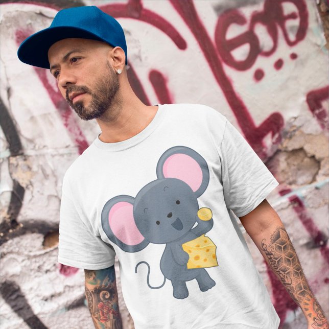 Cartoon Mouse with Cheese Adorable Animal T-Shirt (Creator Uploaded)