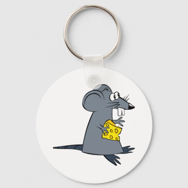 Cartoon Mouse with Cheese Key Ring (Front)