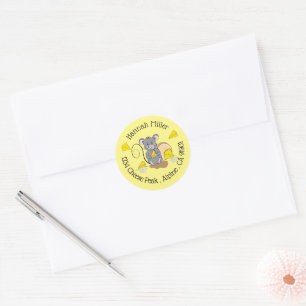 Cartoon Mouse Yellow Return Address Stickers