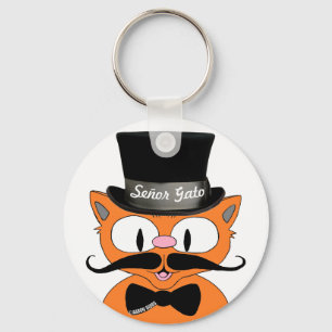 Cartoon Moustache Cat Senor Gato Keychain