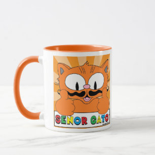 Cartoon Moustache Cat Senor Gato Thumbs Up Mug