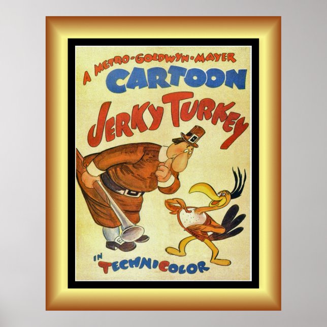 Cartoon Movie, Jerky Turkey, Gold & Black Back ~ P Poster (Front)